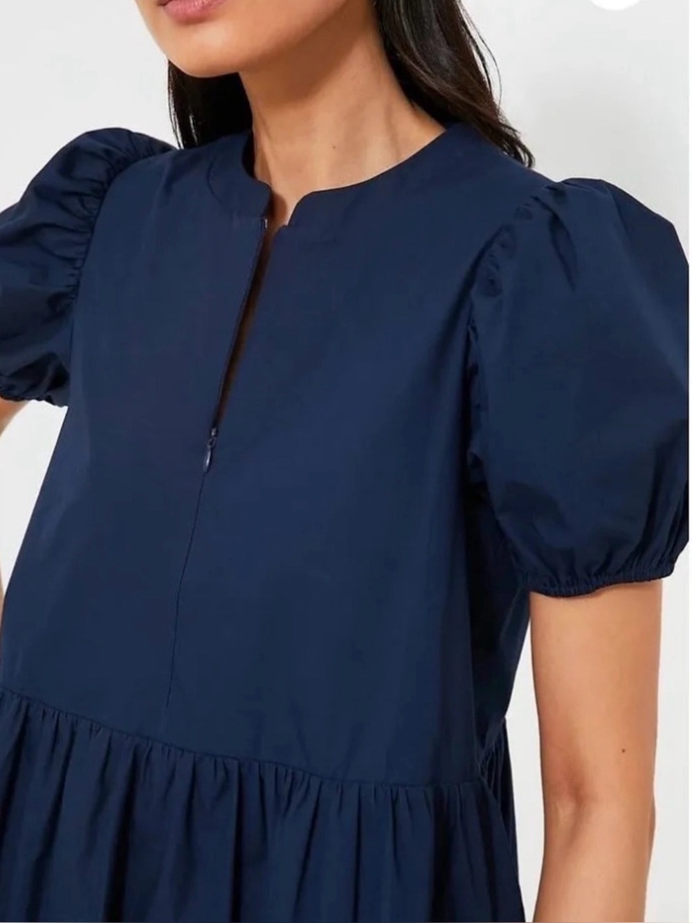 Hyacinth House Ellie Puff Sleeve Zip Front Mini Dress Navy XXL Tuckernuck - Picture 5 of 15